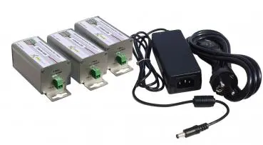 2-Draht-Netzwerk-Adapter mit PoE - 3-er Set inkl. Netzteil