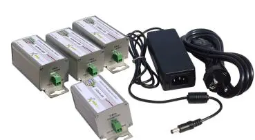 2-Draht-Netzwerk-Adapter mit PoE - 4-er Set inkl. Netzteil