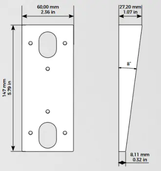 Doorbird A8001 Keil Montagewinkel Abmessungen