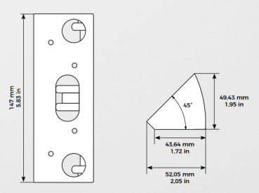 Preview: Doorbird A8002 Eck-Montagewinkel Abmessungen